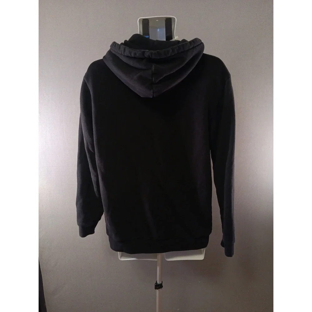 Adidas Cotton Hoodie Size M Men Black Spellout 3 Stripes Trefoil Pullover Y2K